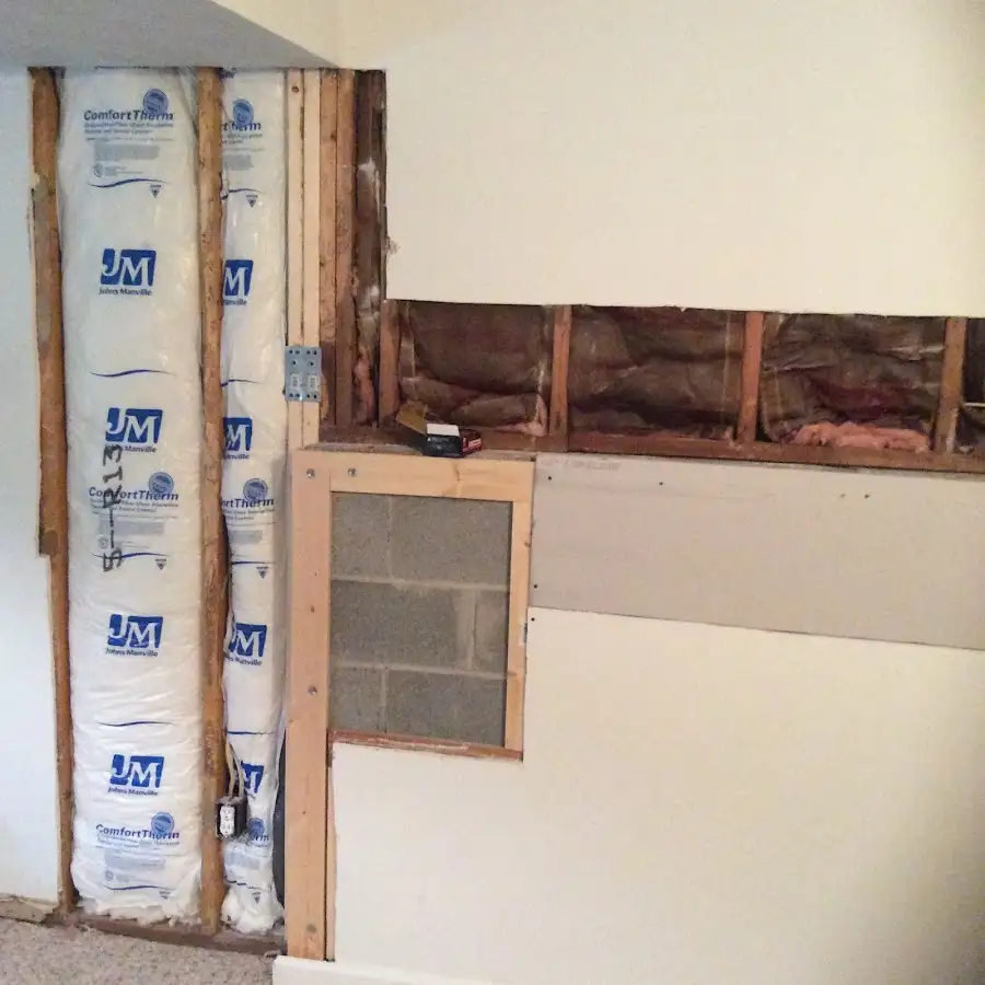 Wall insulation replacement during Basement Flood Cleanup in Waunakee
